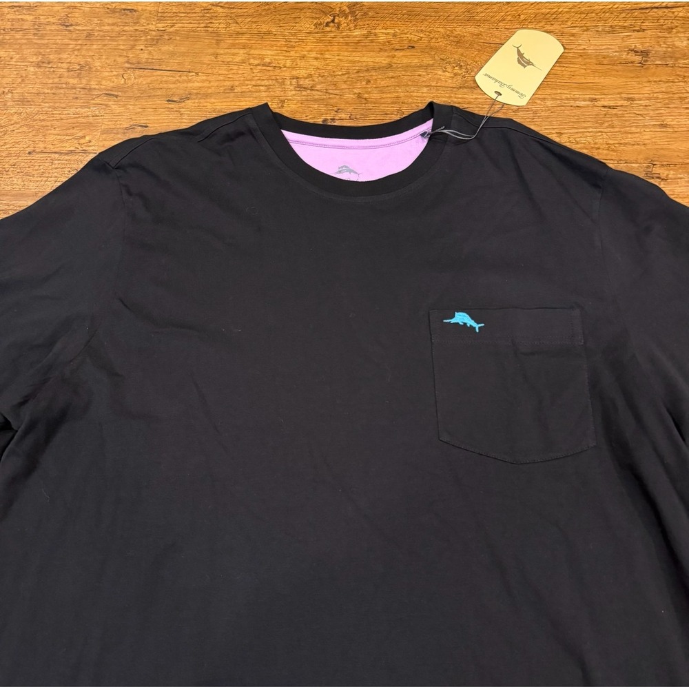 Tommy Bahama Black 100% Supima Cotton Casual Short Sleeve Pocket T Shirt Men XL